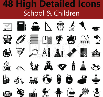 School and Children Smooth Icons