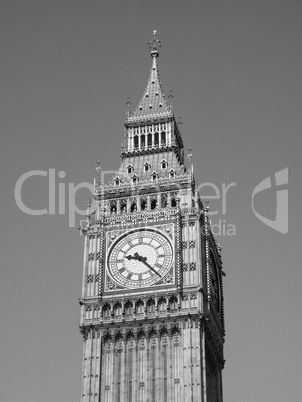 Black and white Big Ben in London