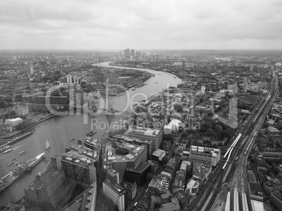 Black and white Aerial view of London