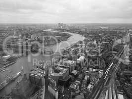 Black and white Aerial view of London