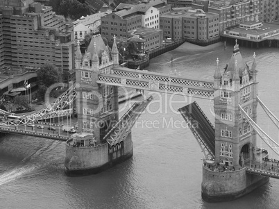 Black and white Aerial view of London