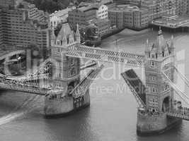 Black and white Aerial view of London