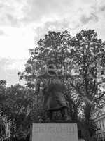 Black and white Churchill statue in London