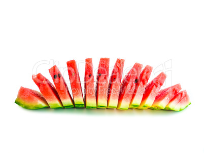 Isolated arranged watermelon slices