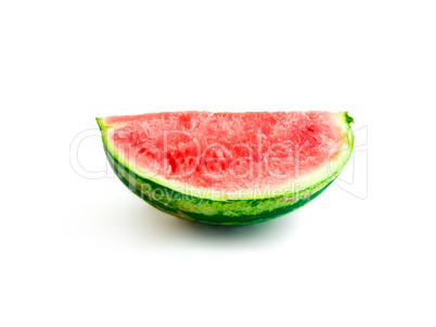 Isolated piece of watermelon without seeds, quarter sideview