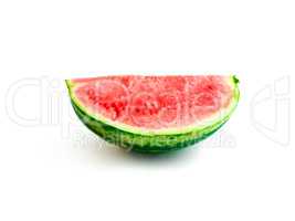 Isolated piece of watermelon without seeds, quarter sideview