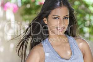 Smiling Indian Asian Woman Girl in Health & Fitness Clothing