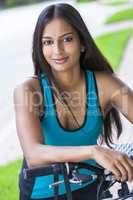 Indian Asian Young Woman Girl Fitness Cycling