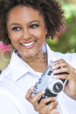 Mixed Race African American Girl With Camera