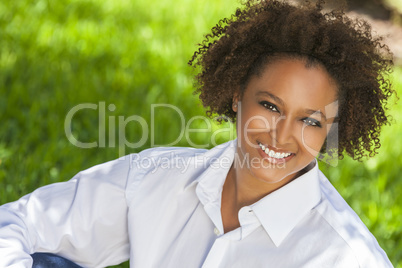 Happy African American Woman Smiling Outside