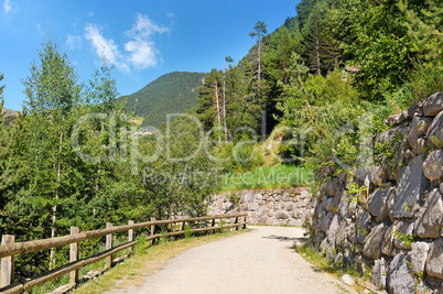 Tourist walking trail in the mountains