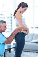Pregnant woman getting massage