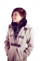 Attractive woman wearing a warm coat