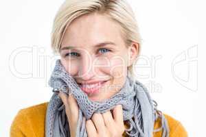 Smiling woman wearing a scarf