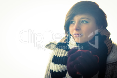 Attractive woman wearing warm clothes