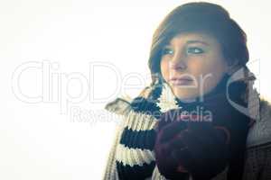 Attractive woman wearing warm clothes