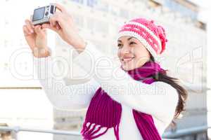 Happy woman taking a selfie