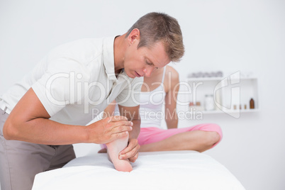 Woman having foot massage