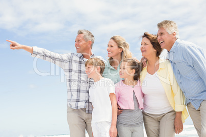 Multi generation family looking away