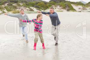 Parents chasing their kid for fun