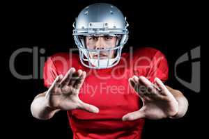 Portrait of American football player defending