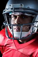 Close-up of serious American football player