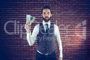 Portrait of man holding money