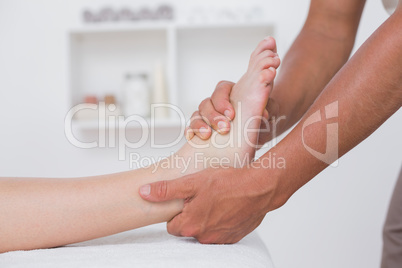 Woman having foot massage