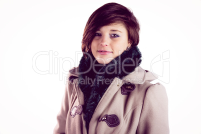 Attractive woman wearing a warm coat