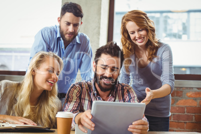Smiling businesswoman gesturing Smiling businesswoman gesturing