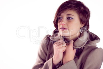 Attractive woman wearing a warm coat