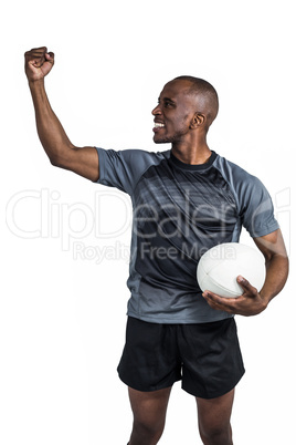 Sportsman with clenched fist after victory