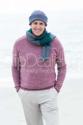 Smiling man wearing warm clothes