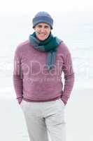Smiling man wearing warm clothes