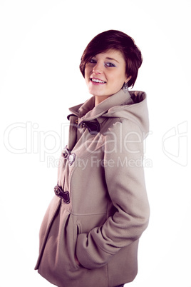 Attractive woman wearing a warm coat