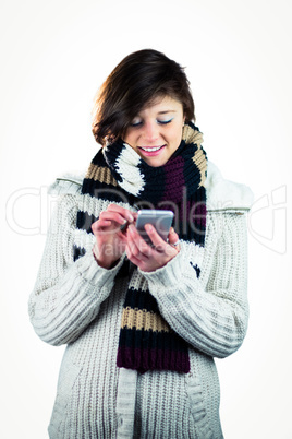 Cute woman using her smartphone