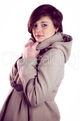 Attractive woman wearing a warm coat