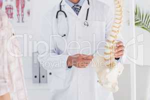 Doctor showing anatomical spine to his patient