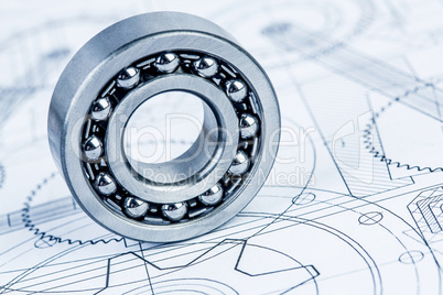 Ball bearings on technical drawing