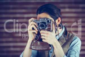 Hipster photographing