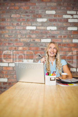 Smiling woman working Smiling woman working