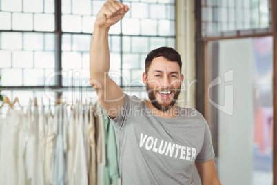 Portrait of cheerful volunteer