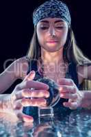 Fortune teller using crystal ball