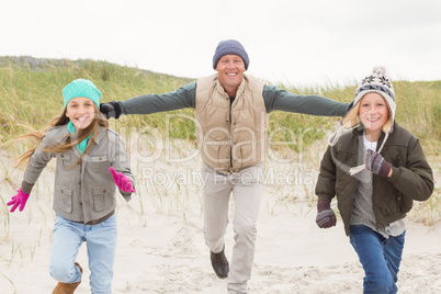 Father and his kids enjoying a day out