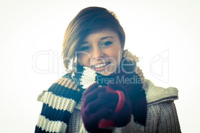 Attractive woman wearing warm clothes