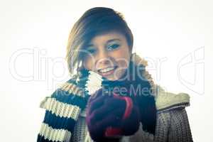 Attractive woman wearing warm clothes