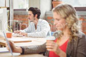 Businessman working on computer