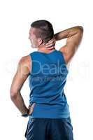 Rear view of man with neck pain