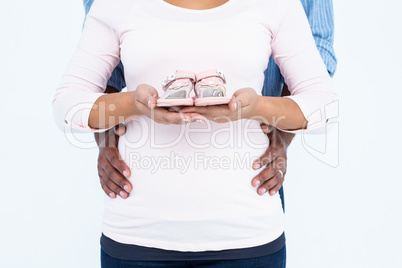 Midsection of couple with shoes