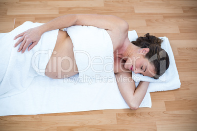 Pregnant woman sleeping at home